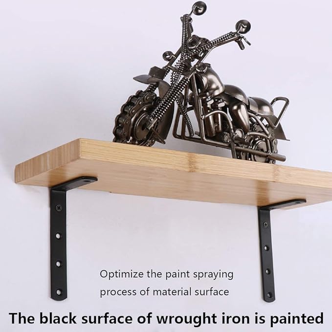 Luomorgo 16 Pcs L Shaped Brackets for Shelves - Heavy Duty Steel, Decorative Corner Brace Joint, Right Angle Wall Hanging Brackets with Screws, 5" x 3", Black