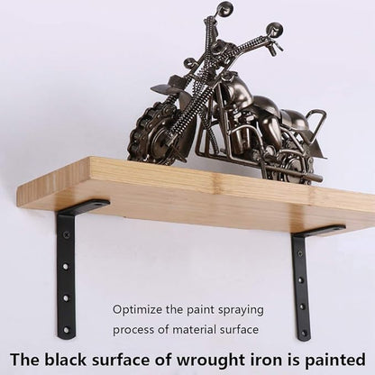 Luomorgo 16 Pcs L Shaped Brackets for Shelves - Heavy Duty Steel, Decorative Corner Brace Joint, Right Angle Wall Hanging Brackets with Screws, 5" x 3", Black