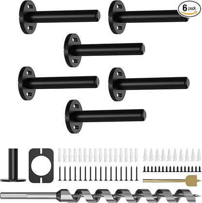 6pcs Wall Shelf Brackets Heavy Duty Floating Shelf Bracket Hidden,Invisible Black Shelving Brackets Decorative Floating Shelf Hardware Heavy Duty,Metal Shelf Support Bracket (4 inch-6pcs)