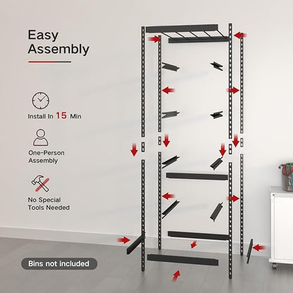 27 Gallon Storage Bin Rack Organizer, Heavy-Duty Tote Storage Rack, 5-Tier Standing Storage Bin Shelves, 250 lb Capacity, Maximize Space for Garage, Warehouse, Utility, 2 Pack (Totes Not Included)
