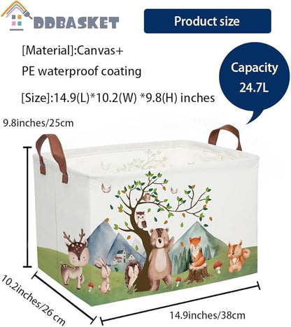 Kids Basket Animal Baskets Cute Storage Bins Rectangular Toy Storage Bin Organizer Book Box ,Animals Room Decor(Mountain animal)