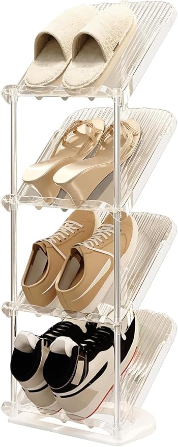 YYW Clear Narrow Shoe Rack for Entryway, Free Standing Shoe Racks Shelf Closet, Shoe Storage Organizer for Living Room