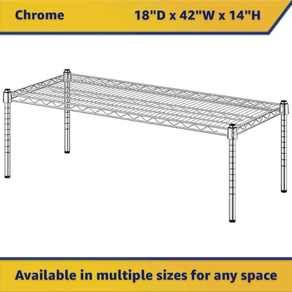 18" x 42" x 14" Chrome Wire Storage Shelf, Dunnage Rack, Commercial 1 Tier Small Shelf