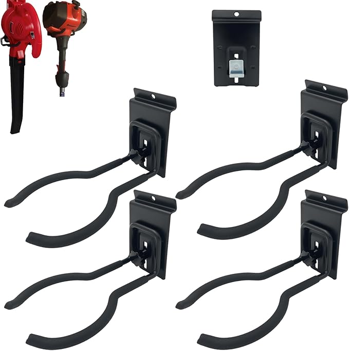 Adjustable Slatwall Hooks, Lockable Slatwall Weedeater & String Trimmer Hanger, Power Tool Hanger for Slatwall Accessories, Utility Hooks for Garage Storage - 8" x 4 Pcs