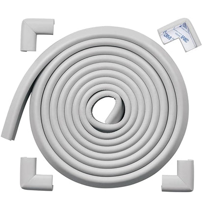Roving Cove HeftyFit Edge Corner Protector Baby Proofing (Large 15ft Edge 4 Corners), Heavy-Duty, Soft NBR Rubber Foam, Furniture Fireplace Safety Bumper Guard, 3M Adhesive, Stone Grey
