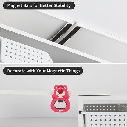 Dual Monitor Stand Riser with Drawer, Desk Organizer and Accessories, Metal Laptop Stand for Desk, Workspace Desktop Stand for Computer, Laptop, TV and More (White)