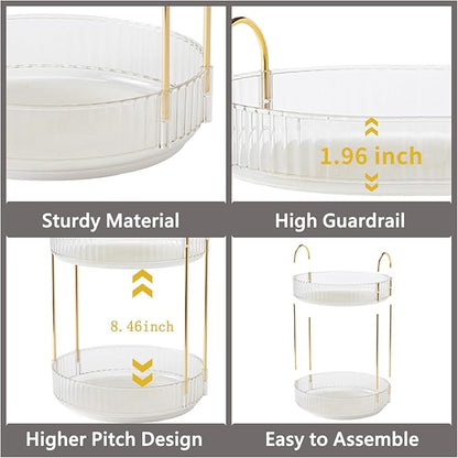 360 Rotating Makeup Organizer,2 Tier Large Capacity Make Up Organizers and Storage,Skincare Perfume Vanity Organizers,Bathroom Cosmetics Storage Organizer Countertop(Clear-2 Tier)