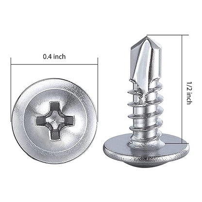(350 pcs) Wensilon #10×1/2”for Sheet Metal Self-Tapping Screws 410 Stainless Steel Truss Head High-Strength Quick Tapping Screws