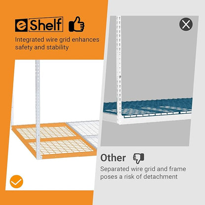 3ftx8ft Overhead Garage Storage Rack, Heavy-Duty Metal Garage Ceiling Storage Rack, 22''-40" Adjustable Ceiling Drop-Down, 600 lb. Loading Weight Capacity, White