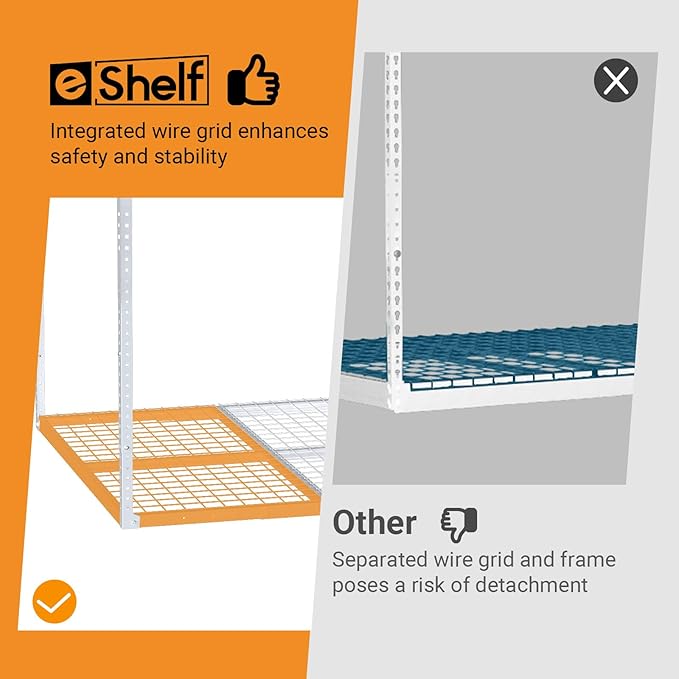 4ftx8ft Overhead Garage Storage Rack, Heavy-Duty Metal Garage Ceiling Storage Rack, 22''-40" Adjustable Ceiling Drop-Down, 600 lb. Loading Weight Capacity, White