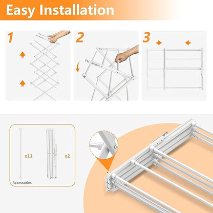 2PCS Foldable Drying Rack Clothing for Laundry Pure White