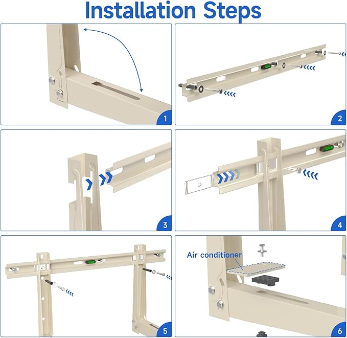 Mini Split Wall Mounting Bracket: Wall Mount Rack for 7000 9000 12000 18000 24000 30000 36000 BTU Mini Split Air Conditioner Units, Universal Outside Split System Mount Condenser Bracket, Max 550 LBS
