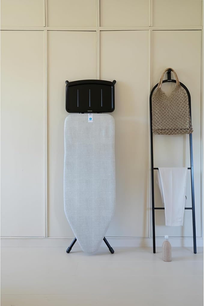 Brabantia - Ironing Board C - Extra Large Steam Unit Holder - Adjustable in Height - Non-Slip Rubber Feet - Cotton Cover with Foam Layer - Foldable XL Unit - Denim Gray - 49 x 18 inches