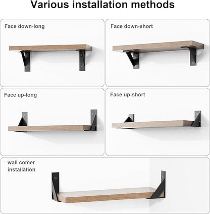 SOGAL Shelf Bracket 3 Inch x 4 Inch,Black Shelf Brackets,Small Shelf Brackets,Shelf Support Angle Brackets for Shelves, Heavy Duty Shelf L Brackets 4Pack