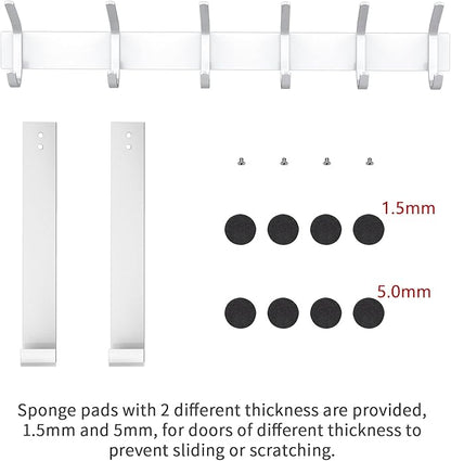 YUMORE Over The Door Hooks, Heavy Duty Over Door Hanger Stainless Steel for Coats Robes, Hanging Towel Rack Back of Bathroom Bedroom Door, Long Arms Easy Reach, White