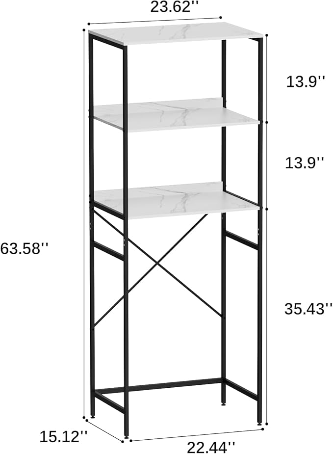 Mini Fridge Shelf Mini Fridge and Microwave Stand Over Mini Fridge Storage Rack 3 Tier Microwave and Fridge Stand Suitable for Dorm, Kitchens, Offices, Marble