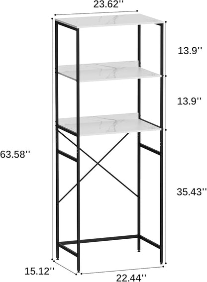 Mini Fridge Shelf Mini Fridge and Microwave Stand Over Mini Fridge Storage Rack 3 Tier Microwave and Fridge Stand Suitable for Dorm, Kitchens, Offices, Marble