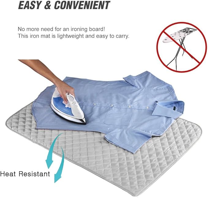 Ruibo Magnetic Ironing Mat Blanket,Iron Board Alternative Cover/Quilted Washer Dryer Heat Resistant Pad/Portable Cover/Mat Grey 33"X 18"