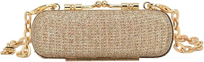MIAO JIN Mini Crystal Lipstick Case Bling Rhinestone Cosmetic Storage bag with Metal chain Lipstick Storage Holder Makeup jewelry case