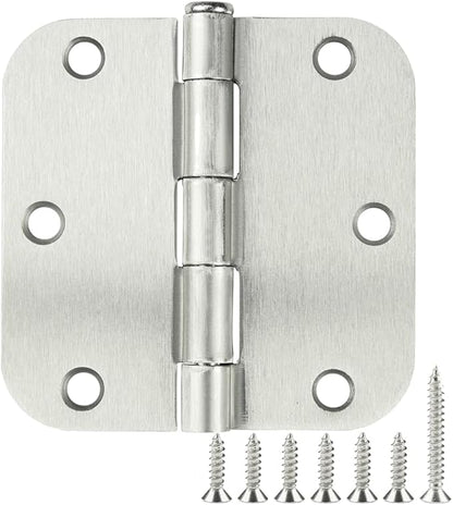 90 Pack Satin Nickel Door Hinges 3.5 x 3.5 Inch Interior 3 1/2 Inch Door Hinges for Doors Rounded 5/8" Radius Corners Flat Iron Hinge 3 ½"x 3 ½" Door Hardware Controls