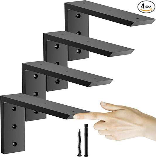 Countertop Support Bracket 12 inch 4 Pack (3/8" Thick),Premium Heavy Duty Granite Countertop Brackets 12"x6"x2.5",Shelf L Bracket Mantel Corbels for Quartz,Wood,Concrete and Laminate Countertops