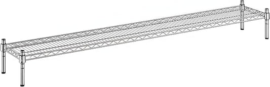 12" x 72" x 8" Chrome Wire Storage Shelf, Dunnage Rack, Commercial 1 Tier Small Shelf