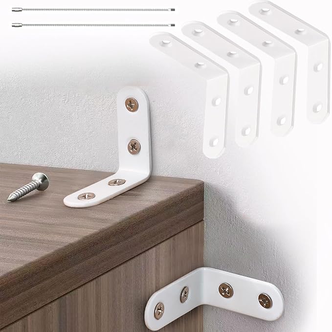 Furniture Anchors Small Aesthetic Earthquake Straps for Furniture Dresser Wall Anti-Tip Furniture Safety Anchor to Childproof and Babyproof Your Home Holds Up to 500 Pound (White, 2 in)