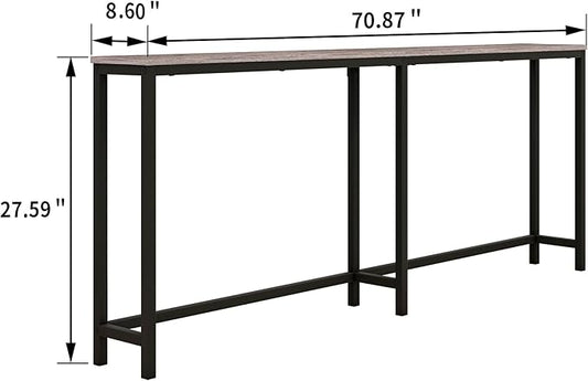 HOMERECOMMEND Sofa Tables Console Table with USB Ports,Behind Couch Table with Oulets & USB Ports,Narrow Entryway Table, Skinny Hallway Tables,Grey