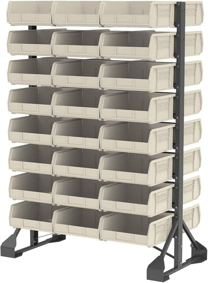 Akro-Mils 30235 AkroBins Plastic Storage Bins, Space-Saving Stackable Bins for Garage, Pantry, Craft Organization, 11" x 11" x 5", Stone, 6-Pack
