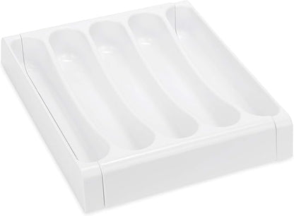 Camco Adjustable Cutlery Tray - Designed for RV and Compact Kitchen Drawers, Adjusts Between 9" and 13" for an Easy Custom Fit -White (43503)