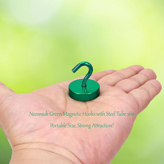 Neosmuk Magnetic Hooks, Cruise Ship Essentials, 80lb+ Heavy Duty Magnetic Hooks for Cruise Cabins, Refrigerator, Grill, Hanging, and Travel | Extra Strong Must-Haves Magnet Hook,Green, 5 Pack