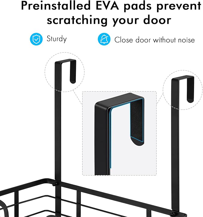KES Ironing Board Hanger Over The Door Ironing Board Holder T Shape Fit for 1 3/8 Doors Matte Black, HIR500A-BK