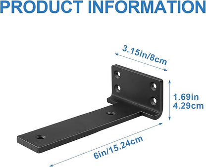 Heavy Duty Shelf Brackets, Floating Shelf Bracket 6 inch 6 Pack L Brackets for Shelves Black Metal Support Bracket for DIY Decorative with Screws