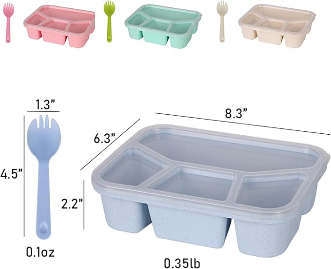 Bento Box Adult Lunch Box 4 Pack Lunch Containers 4-Compartment Reusable Food Storage Snack Containers Dishwasher Safe Stackable for Work & Travel