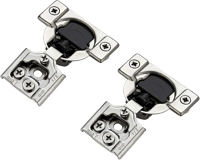 Ravinte 6 Pack 3 Pairs 1/2 inch Overlay Soft Close Hinges for Kitchen Cabinet Hinges Satin Nickel Hidden Hinges Stainless Steel Concealed Hinge self Closing