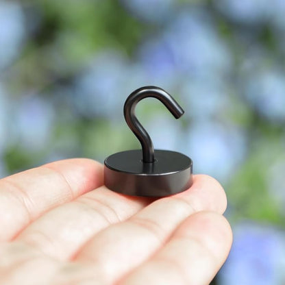 Neosmuk Magnetic Hooks, Cruise Ship Essentials, 80lb+ Heavy Duty Magnetic Hooks for Cruise Cabins, Refrigerator, Grill, Hanging, and Travel | Extra Strong Must-Haves Magnet Hook,Black (Pack of 2)