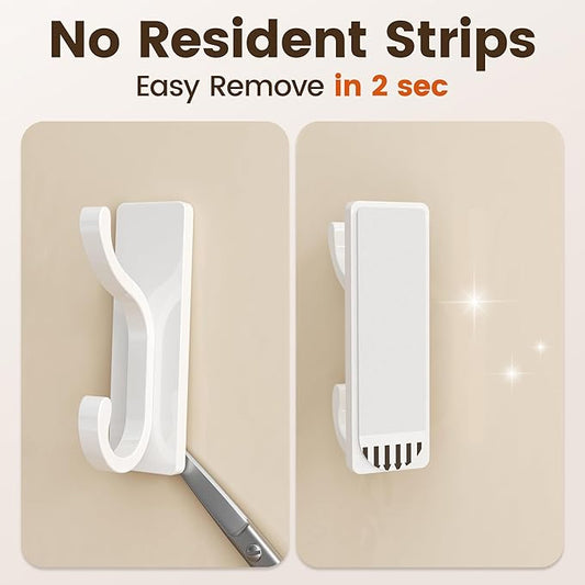 pickpiff Wall Hooks with Adhesive Strip - Easy to Remove, No Residue, Strong Heavy Duty Sticky Towel Hook, 8 Pack White