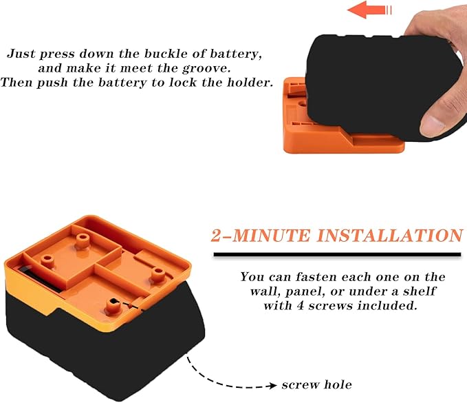 Crivnhar Battery Mount Holder Compatible for RIDGID 18V Batteries, Wall Mounts Hanger Fit for L1815R B1820R L1830R B1830R B1820, Organize Garage/Workshop/Work Truck(5 Pack, w/20 Screws, No Battery)