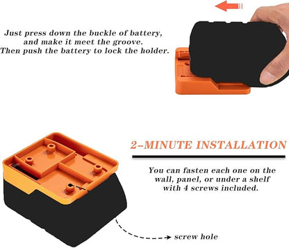 Crivnhar Battery Mount Holder Compatible for RIDGID 18V Batteries, Wall Mounts Hanger Fit for L1815R B1820R L1830R B1830R B1820, Organize Garage/Workshop/Work Truck(5 Pack, w/20 Screws, No Battery)