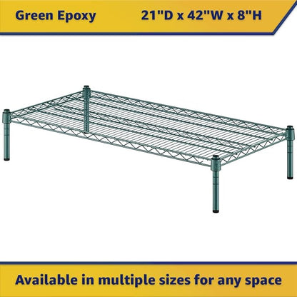 21" x 42" x 8" Green Epoxy Wire Storage Shelf, Dunnage Rack, Commercial 1 Tier Small Shelf
