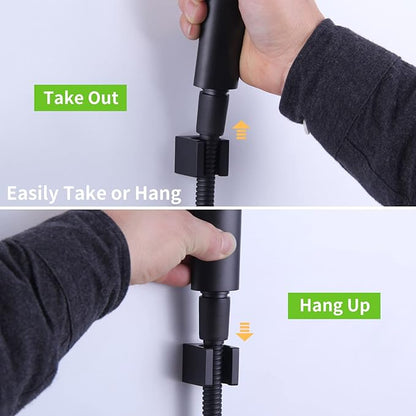 Angle Simple Shower Wand Holder, Brass Shower Head Hanger, Sprayer Nozzle Handle Bracket, Matte Black
