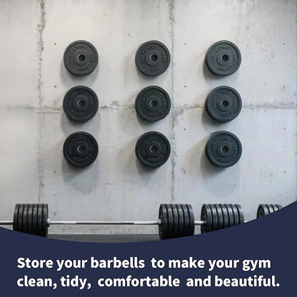 Wall Mounted Olympic Weight Plate Rack, Heavy Duty Metal 2" Plate Holder & Hanger for Home Gym, Garage Gym, Powerlifting & Fitness Equipment Storage, 275 lbs Capacity Barbell Plate Organizer with Screws for Wood & Concrete Walls