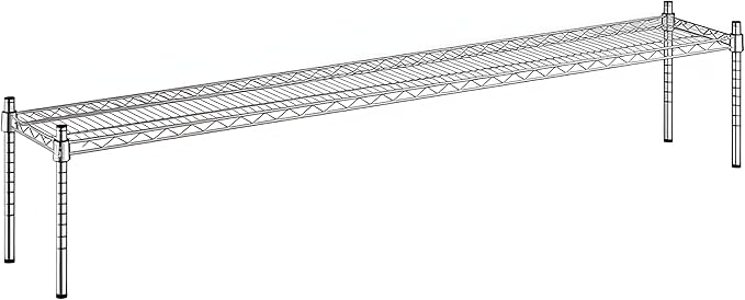 12" x 72" x 14" Chrome Wire Storage Shelf, Dunnage Rack, Commercial 1 Tier Small Shelf
