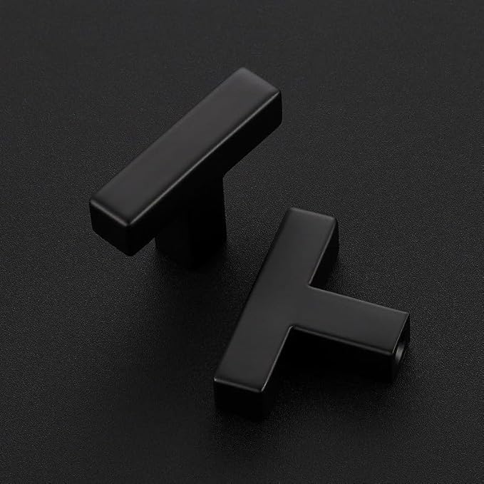 3 Pack Matte Black Cabinet Knobs - Kitchen Cabinet Knobs Black Cabinet Pulls for Kitchen Cabinet Drawer Stainless Steel Dresser Knobs for Cabinet Hardware 2in Length Single Hole Square