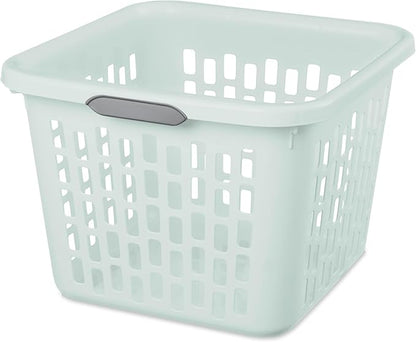 Sterilite Laundry Basket, Plastic Clothes Hamper, Large Square Bin with Comfort Grip Handles and Reinforced Rim, 1.5 Bushel Capacity, Mint, 18 Pack