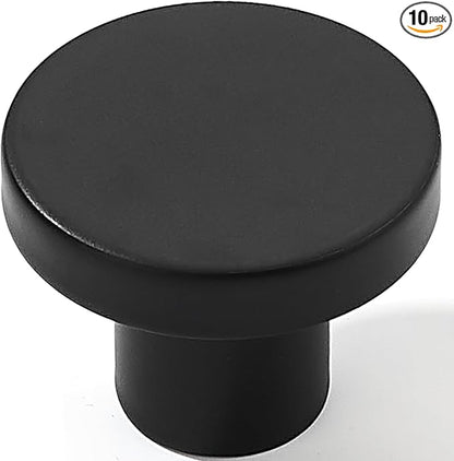 khtumeware 10 Pack Cabinet Knobs Black Kitchen Cabinet Knobs Round Dresser Drawer Knobs Matte Black Drawer Pulls Closet Door Knobs 1-1/5 Inch
