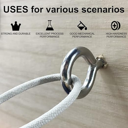 12 Pcs M6 304 Stainless Steel Screw Eye Hooks, 2-1/2 Inches Eyes Screw Hooks,Heavy Duty Screw Eye Bolt,Load Bearing 200LB,Indoor & Outdoor Use