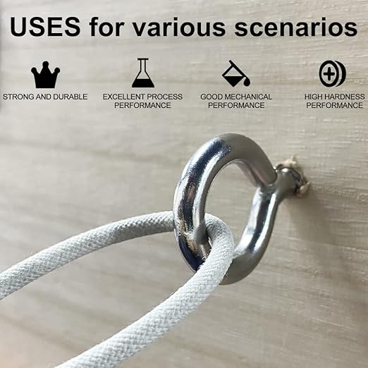 6 Pcs M6 304 Stainless Steel Screw Eye Hooks, 2-1/2 Inches Eyes Screw Hooks,Heavy Duty Screw Eye Bolt,Load Bearing 200LB,Indoor & Outdoor Use