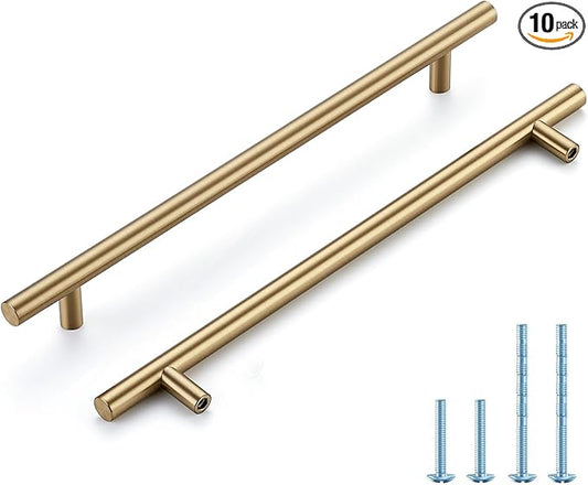 Champagne Bronze Cabinet Handles 8-3/4 Inch Hole Center Stainless Steel Drawer Pulls for Cabinets, Dresser, Bathroom 10 Pack