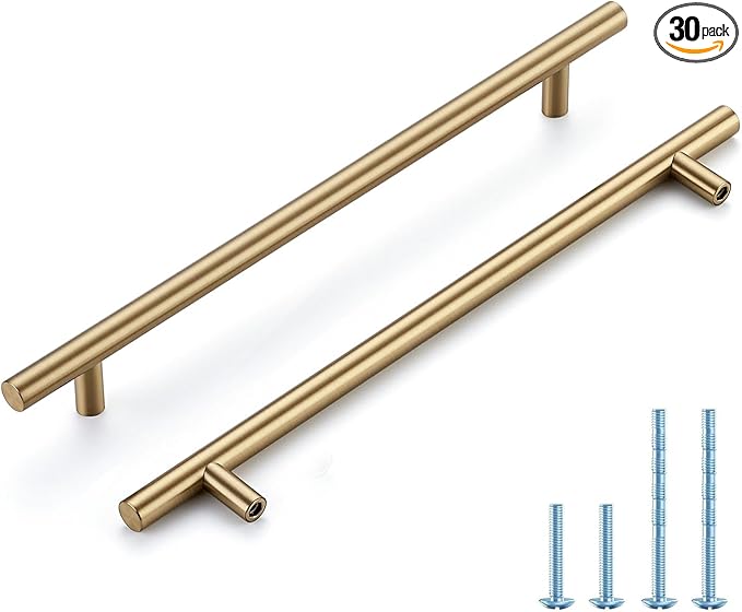 Champagne Bronze Cabinet Handles 8-3/4 Inch Hole Center Stainless Steel Drawer Pulls for Cabinets, Dresser, Bathroom 30 Pack